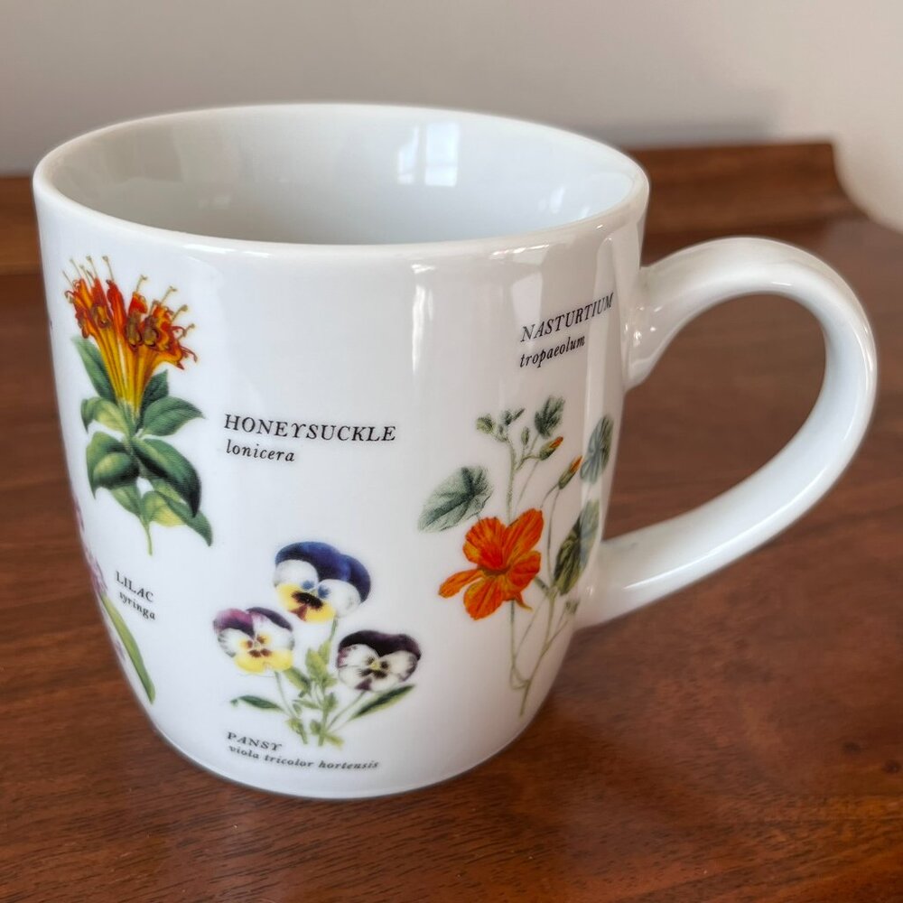 Now Designs "Edible Flowers" Porcelain Mug Coffee Cup Flower Species Danica 13oz